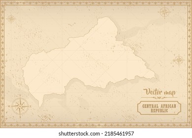 Map of Central African Republic in the old style, brown graphics in retro fantasy style