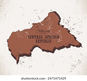 Map of Central African Republic in the old style, brown graphics in retro western style.