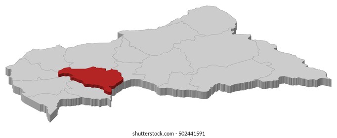 Map - Central African Republic, Ombella-M'Poko - 3D-Illustration
