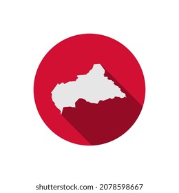 Map of Central African Republic on red circle with long shadow