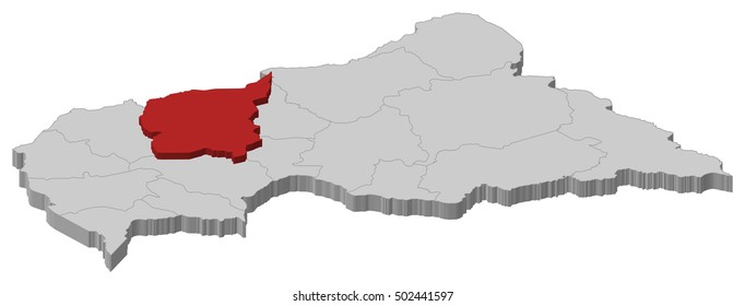 Map - Central African Republic, Ouham - 3D-Illustration