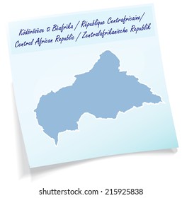 Map of Central African Republic as sticky note in blue