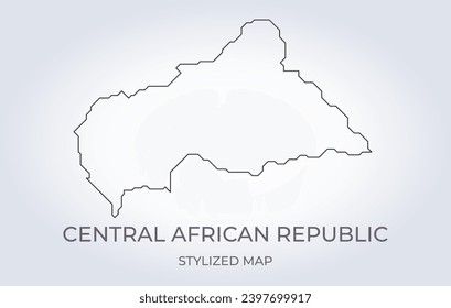 Mapa de la República Centroafricana con un estilo minimalista estilizado. Simple ilustración del mapa del país.
