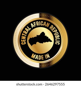 Mapa da República Centro-Africana. Ilustração vetorial. Logotipo, ícone e símbolo. República Centro-Africana mapa selo de ouro. 
