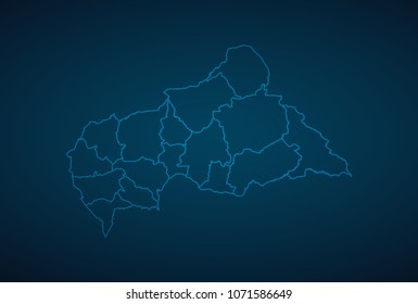 Map Central African Republic-Abstract High Detailed Glow Map on Dark Background for design app, ui,Travel. Vector eps 10.