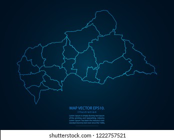 Map of Central African Republic,Abstract mash line and point scales on dark background for your web site design map logo, app, ui,Travel. Vector illustration eps 10.