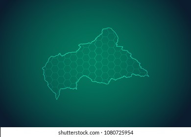 Map of Central African Republic-Wire frame 3D mesh polygonal network line, design sphere, dot and structure. Vector illustration eps 10.