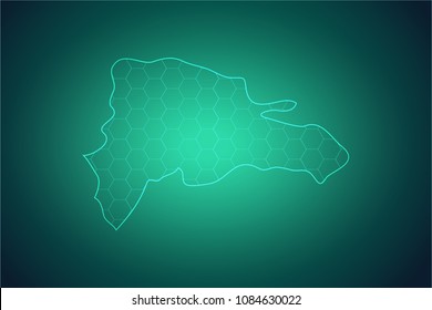 Map of Central African Republic-Wire frame 3D mesh polygonal network line, design sphere, dot and structure. Vector illustration eps 10.