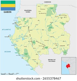 Mapa do estado do Gabão, na África Central