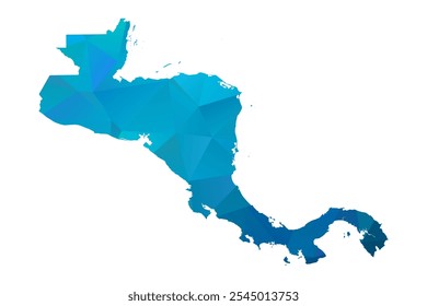 Mapa da América Central - Projeto Poligonal Azul para o seu. Ilustração vetorial eps 10.