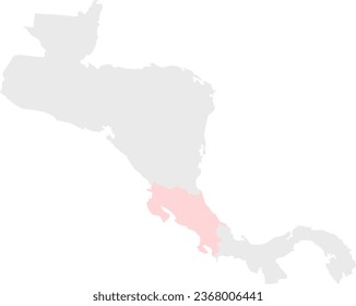 Map of Central America With Costa Rica Highlighted