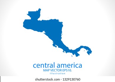 Map of central america - High detailed blue map on white background. Abstract design vector illustration 