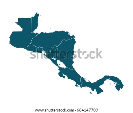 Map of Central America - High detailed on white background. Abstract design vector illustration eps 10.