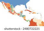 Map of central america isolated modern colorful style. for website layouts, background, education, precise, customizable, Travel worldwide, map silhouette backdrop, earth geography, political,reports.