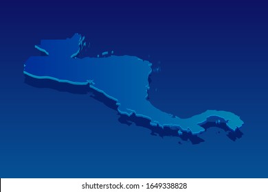 map of Central America on blue background. Vector modern isometric concept greeting Card illustration eps 10.