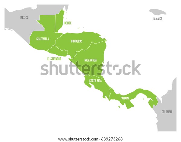 Mapa De La Región De Centroamérica Con Estados Verdes Destacados En Centroamérica Etiquetas De 7307