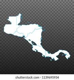 Map of Central America. Vector illustration on transparent background. Items are placed on separate layers and editable. Vector illustration eps 10.