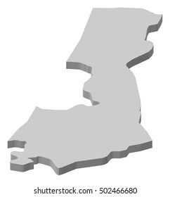 Map - Central District (Israel) - 3D-Illustration