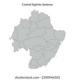 mapa del centro de Espíritu-Santense es una mesorregión en el estado de Espirito Santo con fronteras municipales