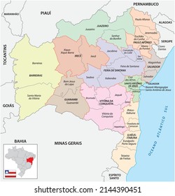 Map of the central and immediate geographic regions of Bahia