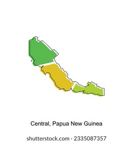 Mapa de Central, Papúa Nueva Guinea de esquema moderno, Plantilla de diseño de vectores de ilustración muy detallada, adecuada para su empresa