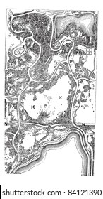Map of Central Park, in Manhattan in New York City, New York, USA, vintage engraved illustration. Trousset encyclopedia (1886 - 1891). svg