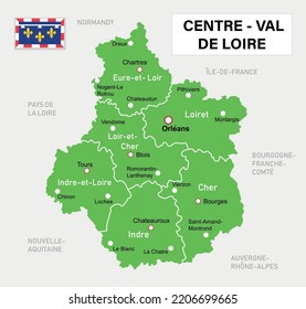 Map of the Centre Val De Loire region. Vector illustration