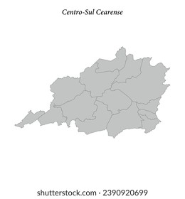 mapa del Centro Sul Cearense es una mesorregión del estado de Ceara con municipios fronterizos