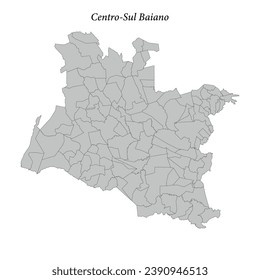 mapa del Centro-Sul Baiano es una mesorregión del estado de Bahía con municipios fronterizos