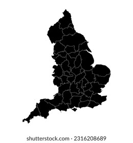 Map of ceremonial counties of England. Vector illustration.