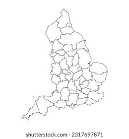 Map of ceremonial counties of England. Vector illustration.