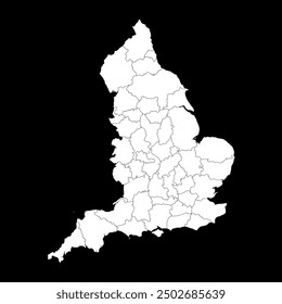 Map of ceremonial counties of England. Vector illustration.