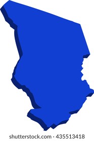 A map of Chad 3D on white background