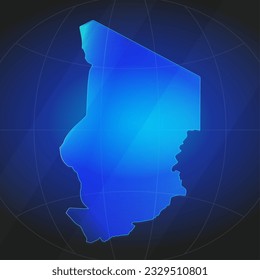 Mapa de Chad de color azul. Plantilla para sitio web, informe anual, noticias, infografías. Ilustración vectorial 