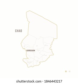 Map of Chad with border, cities and capital Ndjamana . Each city has separately for your design. Vector Illustration