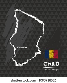 Map of Chad, Chalk sketch vector illustration