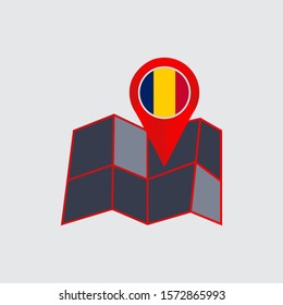 Map of Chad with a country flag
