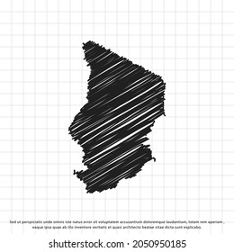 Mapa de Chad dibujando a mano alzada un libro de ejercicios. Ilustración vectorial.