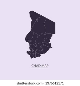 Map of Chad - High detailed map violet outline map with caption on violet background.Abstract design vector illustration eps 10.