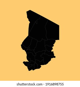 Map of Chad isolated on Yellow background, Vector EPS 10