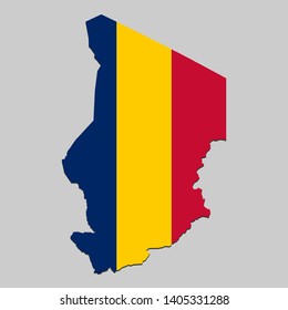 Map of Chad with national flag. Vector Illustration