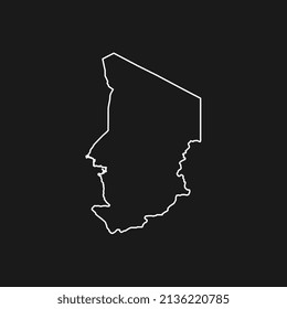 Mapa de Chad de fondo negro