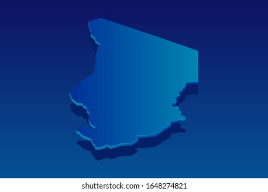 map of Chad on blue background. Vector modern isometric concept greeting Card illustration eps 10.