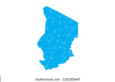 Map of Chad from Polygonal wire frame low poly mesh,Chad map  Vector Illustration EPS10.