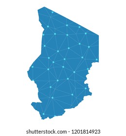 Map of Chad from Polygonal wire frame low poly mesh,Chad map Vector Illustration EPS10.