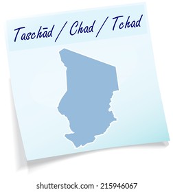 Map of Chad as sticky note in blue
