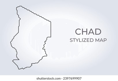 Karte des Tschad in einem stilisierten minimalistischen Stil. Einfache Abbildung der Landkarte.