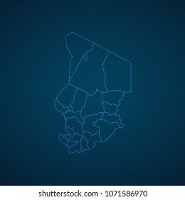 Map Chad-Abstract High Detailed Glow Map on Dark Background for design app, ui,Travel. Vector eps 10.