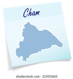 Map of cham as sticky note in blue