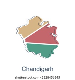 Mapa del diseño de la ilustración de Chandigarh con un contorno negro sobre fondo blanco, plantilla de diseño adecuada para su empresa